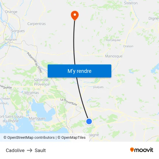 Cadolive to Sault map