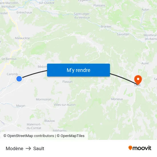 Modène to Sault map
