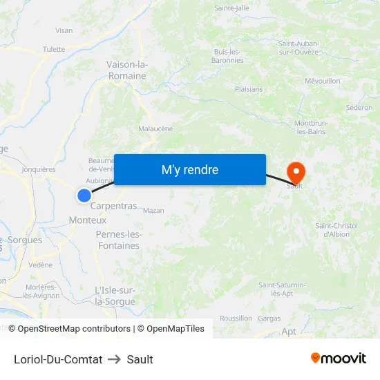 Loriol-Du-Comtat to Sault map