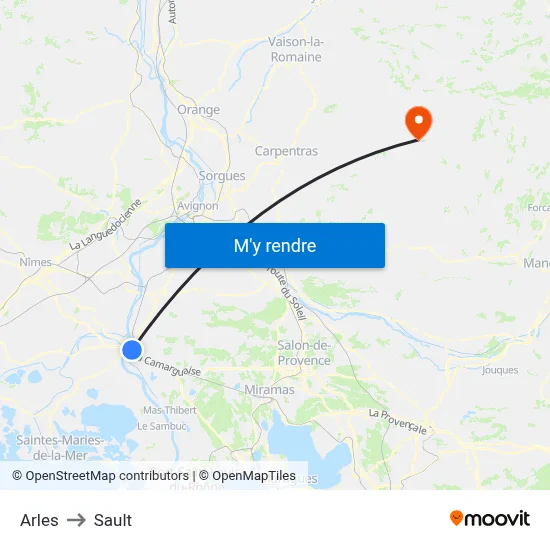 Arles to Sault map