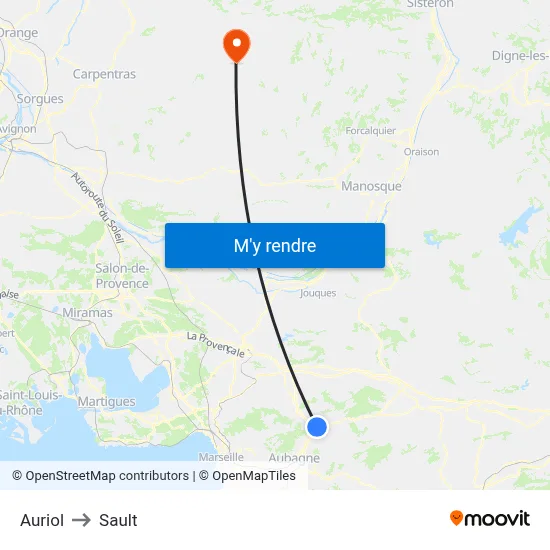 Auriol to Sault map