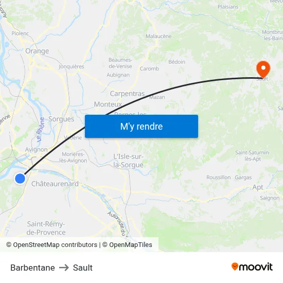 Barbentane to Sault map