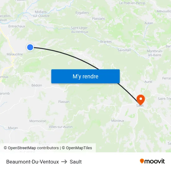 Beaumont-Du-Ventoux to Sault map