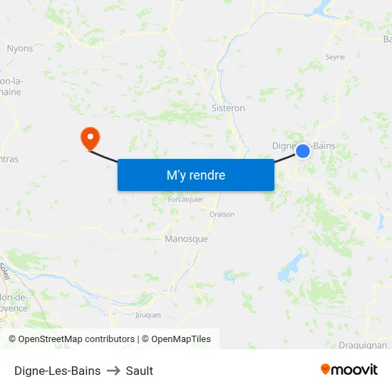 Digne-Les-Bains to Sault map