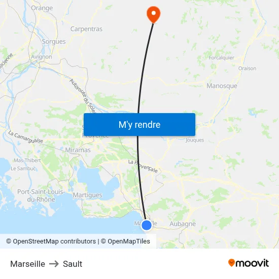 Marseille to Sault map