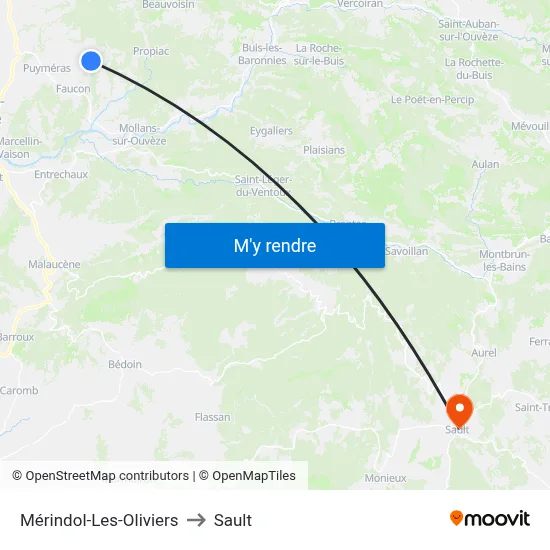 Mérindol-Les-Oliviers to Sault map