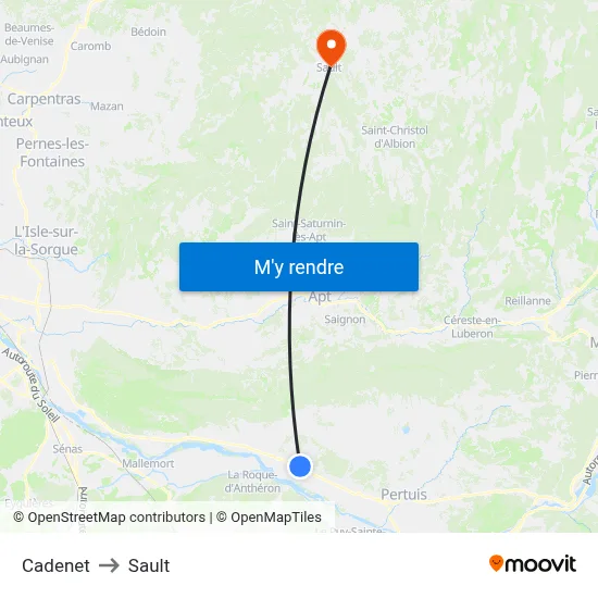 Cadenet to Sault map
