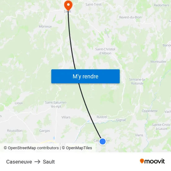 Caseneuve to Sault map
