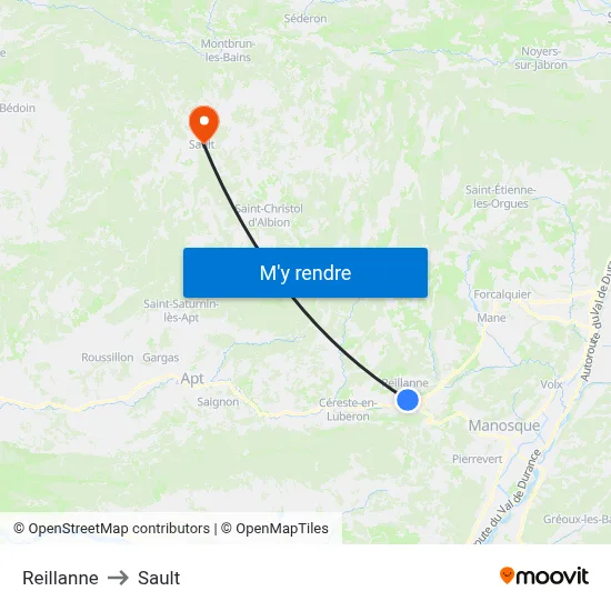 Reillanne to Sault map