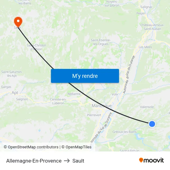 Allemagne-En-Provence to Sault map