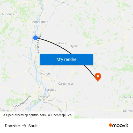 Donzère to Sault map