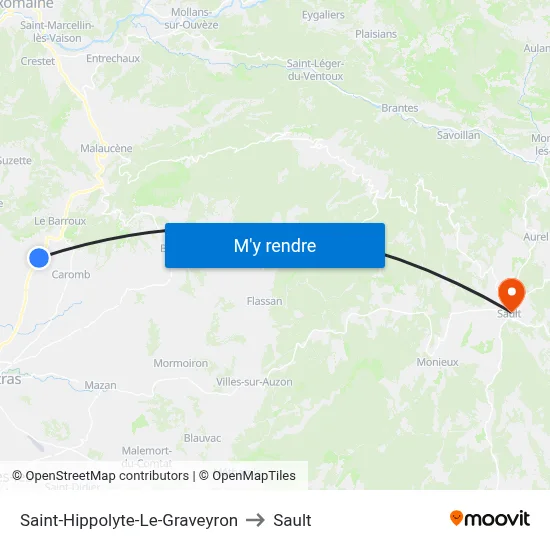 Saint-Hippolyte-Le-Graveyron to Sault map