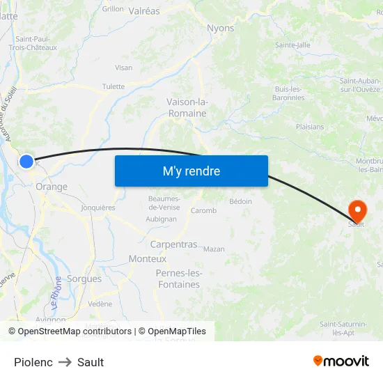 Piolenc to Sault map