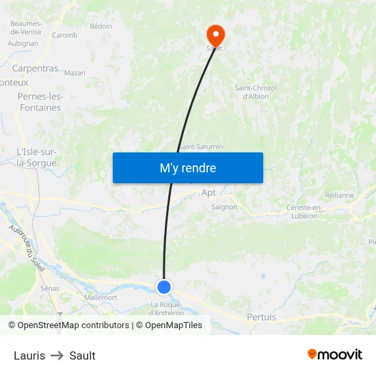 Lauris to Sault map