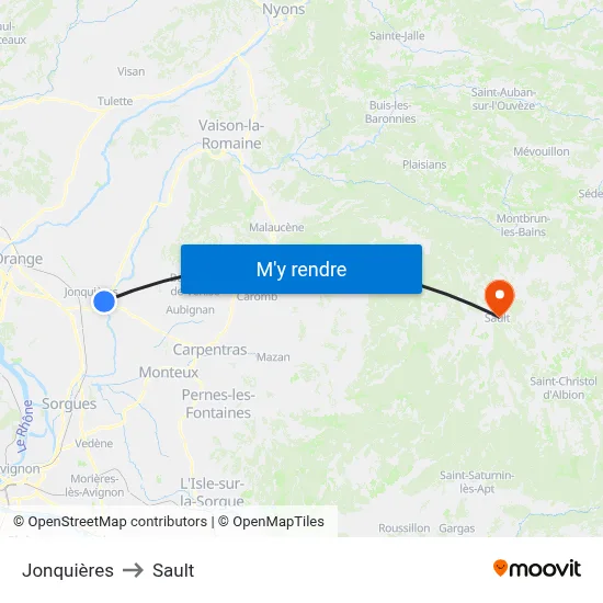Jonquières to Sault map