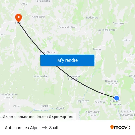 Aubenas-Les-Alpes to Sault map