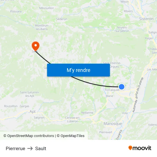 Pierrerue to Sault map
