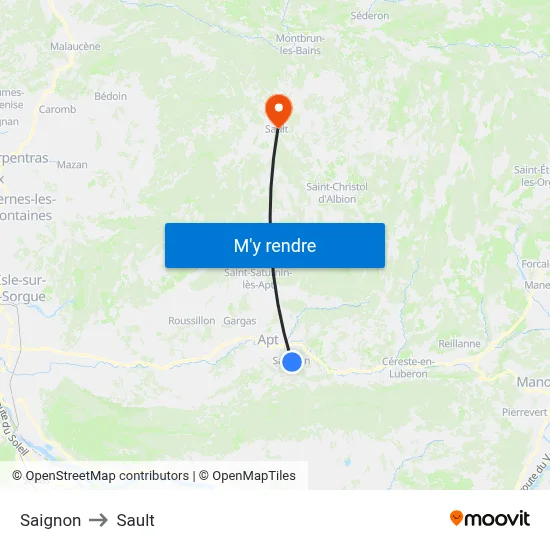 Saignon to Sault map