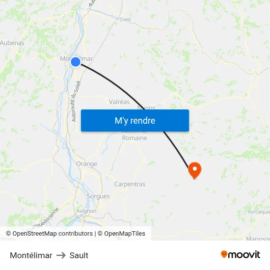 Montélimar to Sault map