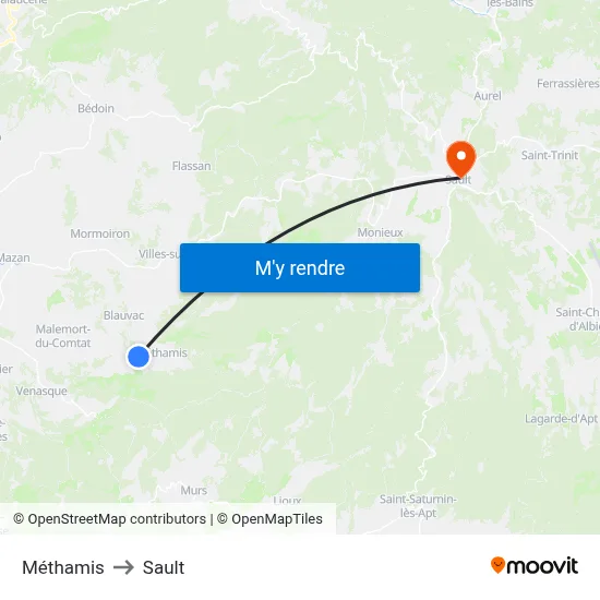 Méthamis to Sault map