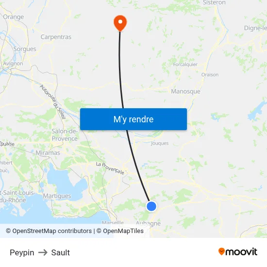 Peypin to Sault map