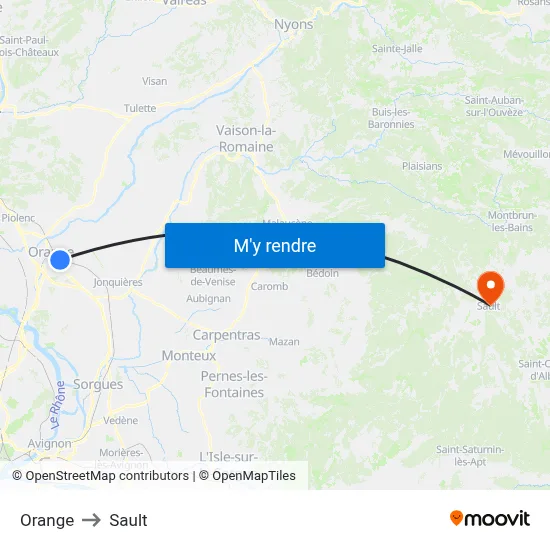 Orange to Sault map
