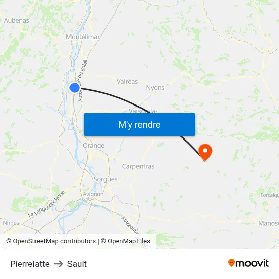 Pierrelatte to Sault map