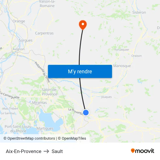 Aix-En-Provence to Sault map