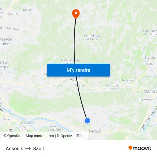 Ansouis to Sault map