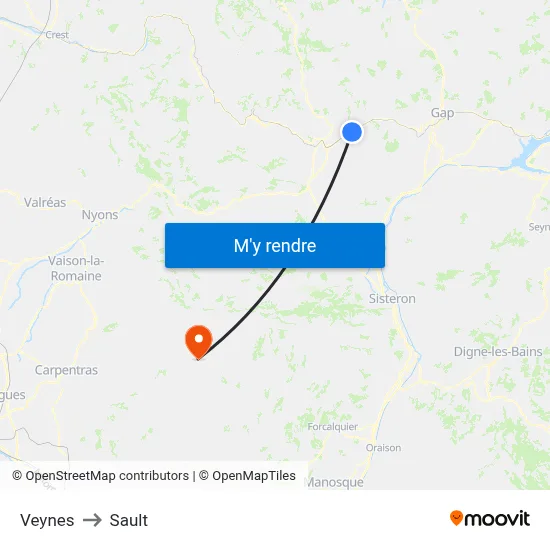 Veynes to Sault map