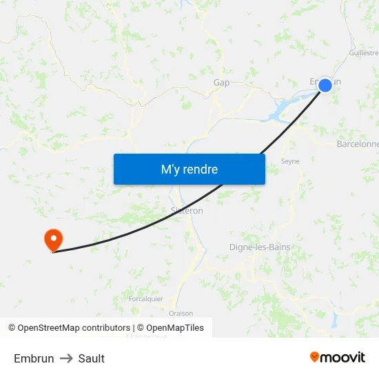 Embrun to Sault map