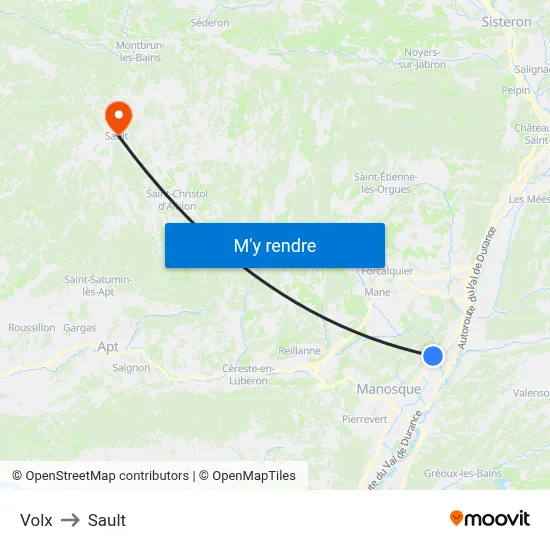 Volx to Sault map