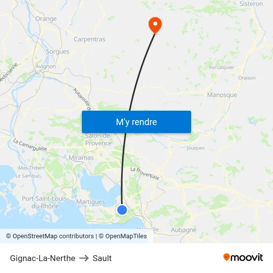 Gignac-La-Nerthe to Sault map