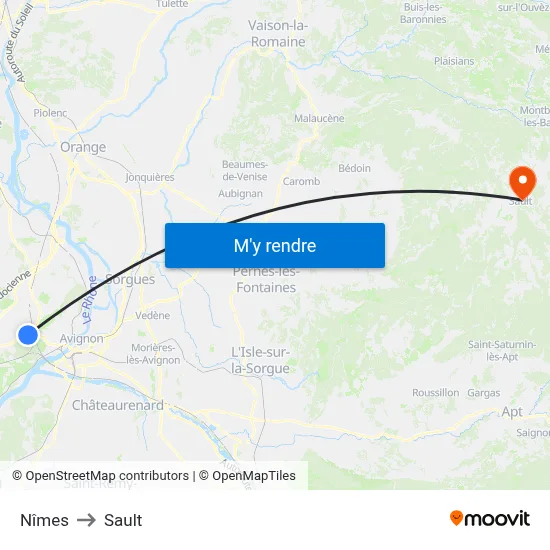 Nîmes to Sault map