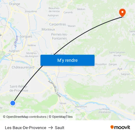 Les Baux-De-Provence to Sault map