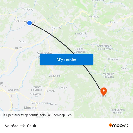 Valréas to Sault map