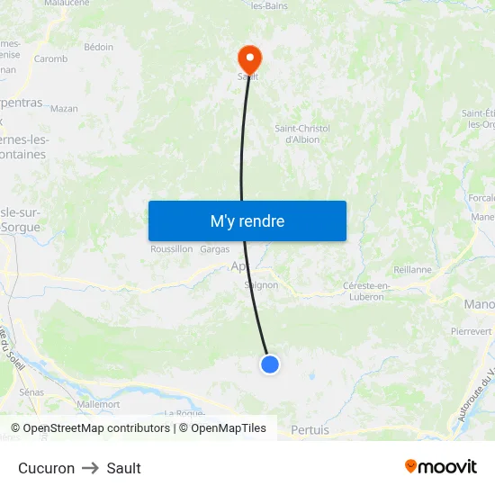 Cucuron to Sault map