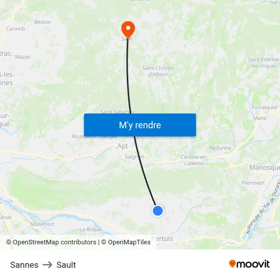Sannes to Sault map