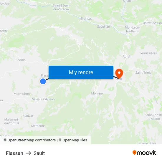 Flassan to Sault map