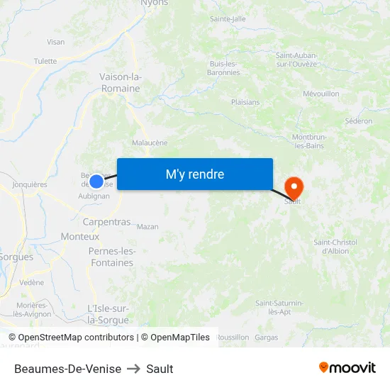 Beaumes-De-Venise to Sault map