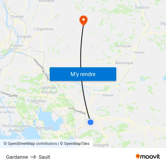 Gardanne to Sault map