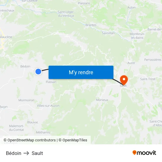Bédoin to Sault map