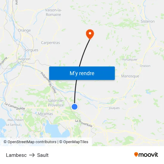 Lambesc to Sault map