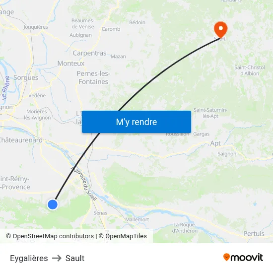 Eygalières to Sault map