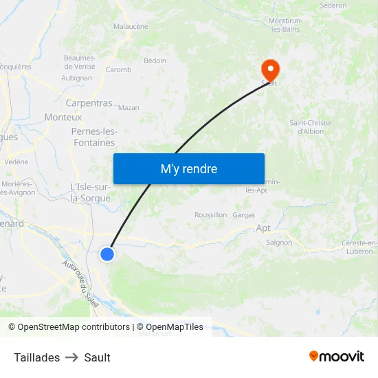 Taillades to Sault map