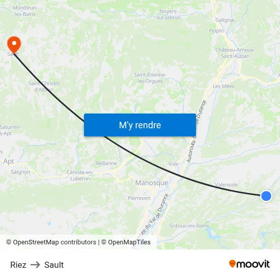 Riez to Sault map