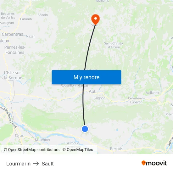Lourmarin to Sault map