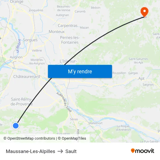 Maussane-Les-Alpilles to Sault map