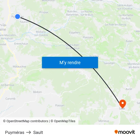 Puyméras to Sault map