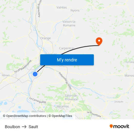 Boulbon to Sault map